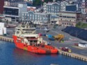 Red fishing boat docked in St John's